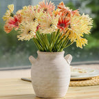 Ceramic Flower Vase Home Decor - Farmhouse Table Vases with Handle Living Room Decoration Vintage Decorative Aesthetic for Shelf Coffee Dining Desk House Bookshelf Fireplace (7.1" Rustic)