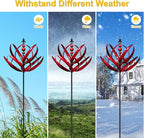 LimeHill Wind Spinner for Garden and Yard - Large Metal Kinetic Wind Sculptures for Outdoor Decor (91 Inches, Burgundy Lotus)