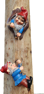 Gnome Tree Hugger Figurines Miniature Fairy Elf Climbing Tree Hanging Statue Garden Sculpture Decorative Outdoor Ornaments