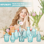20 Pcs Glass Bud Vase Set Small Vintage Flower Vase in Bulk for Centerpieces Rustic Decorative Glass for Wedding Table Home Christmas Decoration (Light Blue)