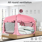 Bed Tent,Portable Privacy Sleeping Bed Canopy,Blackout 90% Drapes for Kids and Adult,Indoor Space Tent with Breathable Large Mesh Windows