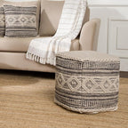 REDEARTH · Tufted Pouf Ottoman with Filler Textured Storage Cube Bean Bag Pouffe Footrest for Living Room, Bedroom, Nursery, Kidsroom; 100% Cotton (17.5"X17.5"X17.5", Diamond Virgule)