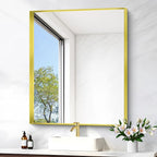 Gold Bathroom Mirror, 30x36 Inch Rectangular Framed Mirror, Large Wall Mounted Bathroom Vanity Mirror Over Sink for Bedroom,Restroom, Living Room, Hangs Vertically or Horizontally