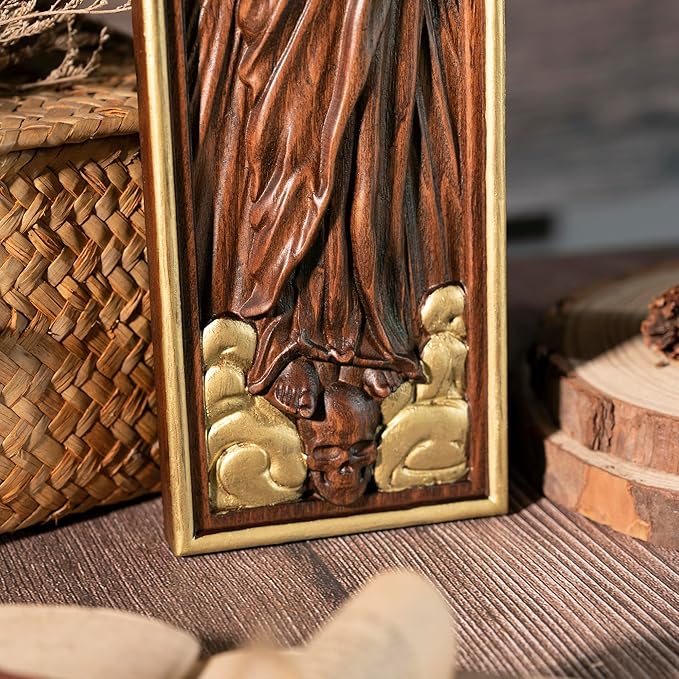 BGCOPPER Wooden Crucifix Wall Cross Catholic Handmade Orthodox Jesus Cross for Wall Decor Easter Christmas Gift