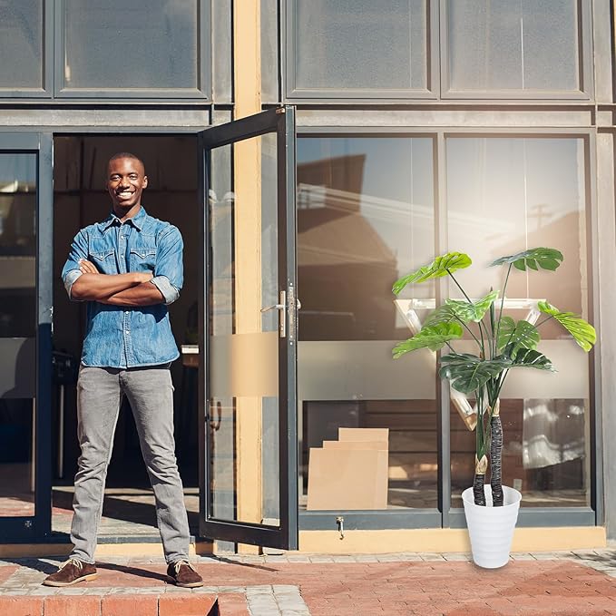 59in Artificial Monstera Deliciosa Trees with Pot, 4.9 Feet Fake Trees for Indoor Outdoor Home, Office Decor