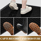 Yimobra Front Door Mat Outdoor Indoor Entrance, 100% Waterproof All-Season All Weather Doormat, Welcome Matt Outside Entry, Non Slip, Low Profile, Heavy Duty Patio Porch Floor Mats,36 x 17,Black