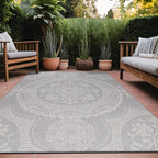 Medallion Outdoor Rug 6x9 Washable Outside Carpet for Indoor Patio Porch Waterproof Easy Cleaning Non Shedding Area Rugs Gray 6 x 9