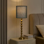 30.5" Gold Table Lamps with Black Shade Set of 2, Golden Buffet Table Lamp for Living Room, Modern Black Gold Lamps Set of 2 Tall Skinny, Tall Golden Bamboo Lamp for Home Office