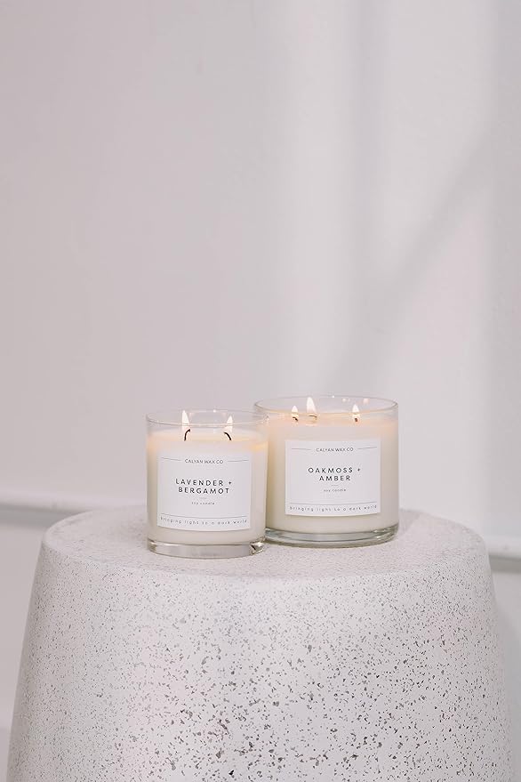 Calyan Wax Co. 3 Wick Candle, Apples + Maple Bourbon Scented Candle, 43 Hour Burn Time, 3 Wick Soy Candles, Non Toxic & Vegan Soy Wax, Glass Jar Scented Candles, 14.9oz