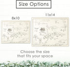 Winnie The Pooh Hundred Acre Wood Map - 11x14 Art Print (Unframed) | Neutral Nursery Decor | Kids Bedroom Wall Decor | A. A. Milne | Boys Room or Girls Room Artwork | Vintage Original Drawing
