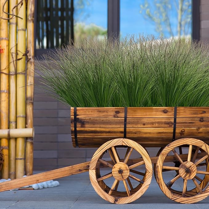 24PCS Realistic Minimalist Artificial Grass, Green, 17 inches, Plastic, Perfect for Indoor and Outdoor Decoration