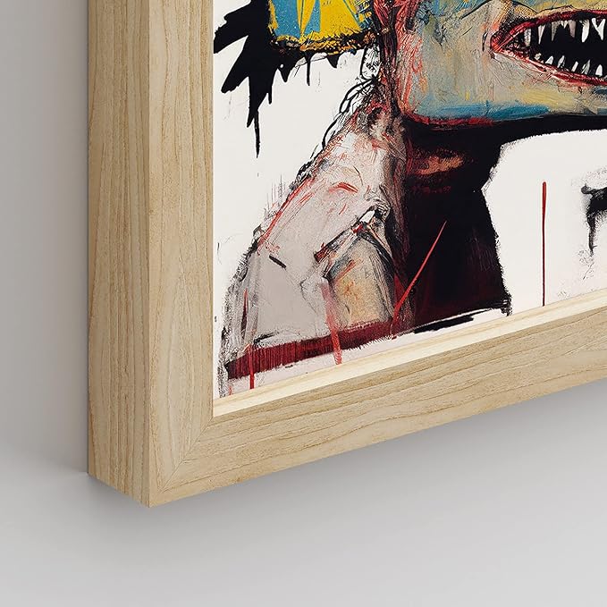SIGNWIN Framed Vintage Retro Antique Basquiat Dinosaur Print Wall Art, Set of 4 Illustration Wall Decor Prints, Multicolor Contemporary Wall Décor for Living Room, Bedroom - 8"x10" Natural