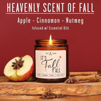 Fall Candles - 'It's Fall Yall' Candle w/Apple Cinnamon & Nutmeg I Infused with Essential Oils I Autumn Scented Candles I Cozy Cute Décor Gifts I 9oz Jar I 50Hr Burn I Made in USA