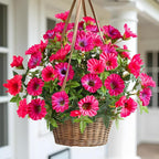 4 Pcs UV Resistant Artificial Petunias Fake Flowers Artificial Flowers for Outdoors Silk Flowers Fake Hanging Basket Plants Suitable for Outdoor Porch Decoration patio Decor 13.3In (Rose red)