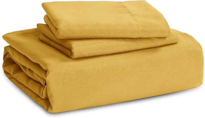 Bedsure Mustard Yellow Duvet Cover Twin/Twin XL Size - 2 Pieces Prewashed Cotton-Like Extra Soft Bedding Set, Includes 1 Twin Duvet Cover 68x90 Inches with Zipper Closure & 1 Pillow Sham, No Comforter