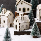 Hiboom 12 Pcs DIY Christmas Village Sets Wood Gingerbread Houses Christmas Mini Wooden House Gift for Winter Xmas Party Crafts Decorations