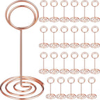 TecUnite 24 Pieces 3.35 Inch Table Number Holder Place Card Photo Holder Picture Name Menu Clips Memo Cards Stand for Wedding Reception Anniversary Birthday Party Centerpieces (Rose Gold)