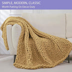 Bigacogo Chunky Knit Throw Blanket for Couch, 40x60 inches, 100% Hand Knitted with Thick Jumbo Chenille Yarn, Cozy Soft Large Rope Knot Cable Crochet Blankets for Sofa Bed Living Room, Goldenrod