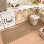 Door mat with Non Slip Rubber Backing, Washable Soft Floor Carpet for Kitchen, Hallway, Entryway Indoor, Bedroom, Laundry, Low Pile Area Rugs, Solid Color with Pointillism Style, 2 * 3 ft Brown