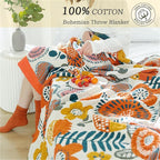 Throw Blanket Queen Size Summer Blanket for Couch Bed 80''x90'',100% Cotton Woven Muslin Blankets Travel Soft Warm Mexican Blanket Boho Quilt Home Decor for Women