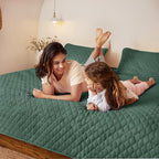 Exclusivo Mezcla Reversible Full Queen Quilt Bedding Set with Pillow Shams, Lightweight Quilts Queen Size, Soft Bedspreads Bed Coverlets for All Seasons - (Dark Green, 90"x96")