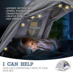 Gray Full Bed Tent for Kids Indoor Fort - Magical Dream Tents for Boys Pop Up Toddler Bed Canopy for Girls Bunk Bed Tent for Top Bunk - Sensory Sleep Pod for Kids Educational
