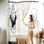 Jetec 3 Pcs Dream Catcher Moon Sun Star Design Handmade Traditional Craft Ornament Wall Hanging Home Decoration Bedroom Wedding Halloween Christmas Decorations(Black)