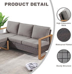 Outdoor Couch Wicker Patio Sofa, Rattan Patio Furniture Sofa with Sturdy Frame,All-Weather PE Wicker,Wide Armrest,Deep Seating and Thick Cushions for Deck Porch Garden(Brown/Grey)