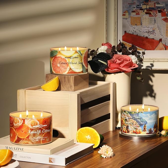 Soy Wax Blend Candle for Home, 4-Wick Candles in Citrus Wood Sage, Aromatherapy Candles Gift for Parties, Relaxing, Over 50 Hours of Burn Time, 18oz