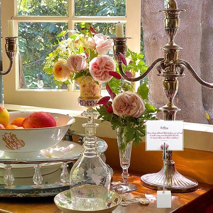 30 Pcs Place Card Holder Cube Photo Clips Holder with Alligator Clip, Table Number Holders Cube Base Memo Clips Holders for Wedding, Anniversary Party, Birthday Party, Restaurant - 4.7x1 Inch