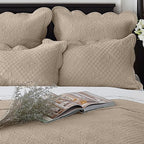 Calla Angel Sage Garden Luxury Pure Cotton Matelasse Quilt Queen, Coffee