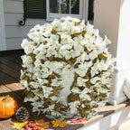 Bougainvillea Artificial Flowers Plants for Outdoors Outside Fall Autumn Decoration, 2 pcs Faux Silk Long Trailing Vines UV Resistant Look Real White Fake Flowers for Front Door Porch Planter Urn Yard