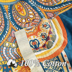 Snycler Boho 100% Cotton Throw Blanket, Decorative Muslin Boho Throw Blanket, Soft Cozy Colorful Bohemian Floral Reversible Blanket with Tassels for Chair Couch Bed Sofa Room Decor, 60x80 Inch