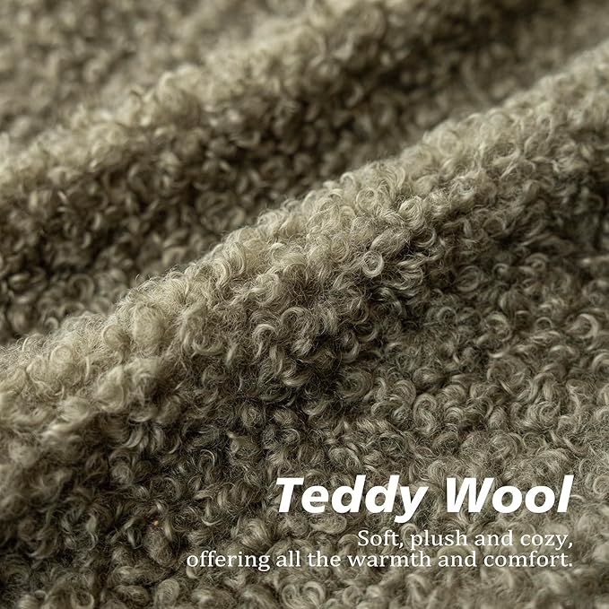 Foindtower Set of 2 Curly Teddy Wool Pillow Covers Decorative Boucle Textured Lumbar Throw Pillow Faux Fur Pillowcases Sheepskin Cushion Case for Sofa Bedroom Car 12"x20" Sage Green