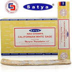 Satya Californian White Sage Incense Sticks 180 gm (15GM X 12 Pack) from Satya Mumbai and Raajsee Incense Sticks Holder Bundle, Free from Chemicals,Natural Insenses