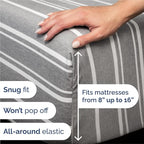 King Sheets Set 6 Piece - Includes 4 Pillowcases - Bed Sheets King Size - Soft Hotel Luxury Bedding - Cooling, Comfy & Breathable - 1 Flat & 1 Fitted & 4 Pillowcases w/ Deep Pockets - Grey Stripes