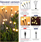 TONULAX Solar Garden Lights - Upgraded Solar Swaying Light, Sway by Wind, Outdoor Lights, Yard Patio Pathway Decoration, High Flexibility Iron Wire & Heavy Bulb Base, Warm White (4 Pack)