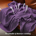PHF 100% Cotton Waffle Weave Throw Blanket, Soft Lightweight Breathable Cozy Summer Throws for Couch Bed Sofa, Luxury Aesthetic Woven Blanket for Home Decor & Office, 50"x60", Grape