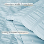MUXHOMO 7 Pieces Full Comforter Set, Seersucker Bed in a Bag Full Size, All Season Luxury Bedding Set with Comforter, Flat Sheet, Fitted Sheet, Pillowcases & Shams, Lake Blue