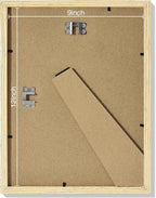 Vittanly 9x12 Picture Frames Set of 9, Shatter Resistant Plexiglass, Display 6x8 Pictures with Mat or 9x12 without Mat, Photo Frames for Wall or Tabletop, Engineered Wood, OAK