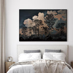 SIGNWIN 46"x72" Extra Large Framed Wall Art Silhouetted Trees at Dusk, Dramatic Forest and Cloudscape for Home Living Room Bedroom Decor (Frame Assembly Required)