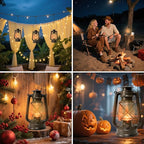 Vintage LED Outdoor Lantern Battery Powered Lanterns with Flame Wick Waterproof Camping Lamp Non-Solar Hanging Lantern Lights Landscape Decor for Indoor/Outdoor Use