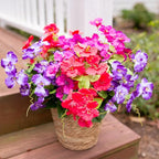 Hibiscus Artificial Flowers Plants for Outdoors Decoration, 6 Bundles Silk Hibiscus Bouquet Tropical Flowers Artificial Realistic UV Resistant Fake Flowers for Outside Planter Porch Patio Balcony, Mix