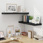 Fun Memories Floating Shelves for Wall 36 Inches, Wood Shelves with Invisible Bracket, 10" Deep Shelves Wall Mounted, Large Wood Floating Shelves for Living Room Bathroom, Black, Set of 2