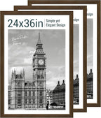 24x36 Poster Frame 3 Pack - Brown Woodgrain, Wood Picture Frame, Wall Gallery Frame - Wall Hanging