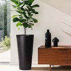 2-Pack 28" Tall Metal Planters - Heavy-Duty Round Flower Pots with Built-in Drainage + Rustic Industrial Finish, All-Climate Deck & Patio Ready Indoor/Outdoor Multi-Scene Garden Vessels