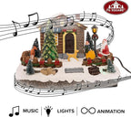 Christmas Village Animated Santa's Getaway | Christmas House Collection Accessories Figurines for Decorations and Gift | Motion and Sound with Multicolor LED Lights