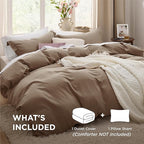 Bedsure Deep Khaki Duvet Cover Twin/Twin XL Size - 2 Pieces Prewashed Cotton-Like Extra Soft Bedding Set, Includes 1 Twin Duvet Cover 68x90 Inches with Zipper Closure & 1 Pillow Sham, No Comforter