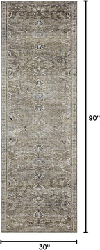 Loloi Layla Collection LAY-13 Antique/Moss 2'-6" x 7'-6" .13" Thick Runner Rug, Soft, Durable, Vintage Inspired, Distressed, Low Pile, Non-Shedding, Easy Clean, Printed, Living Room Rug