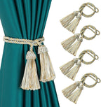 Fenghuangwu Curtain Tiebacks Handmade Decorative Curtain Holdbacks Rope with Tassel (Mix Blue, 4P)